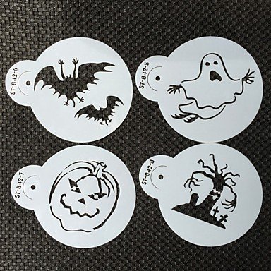Sher 8pcs Halloween Stencil for Cookie Stencil Fondant Cake Decorating Tool Cupcake Stencil