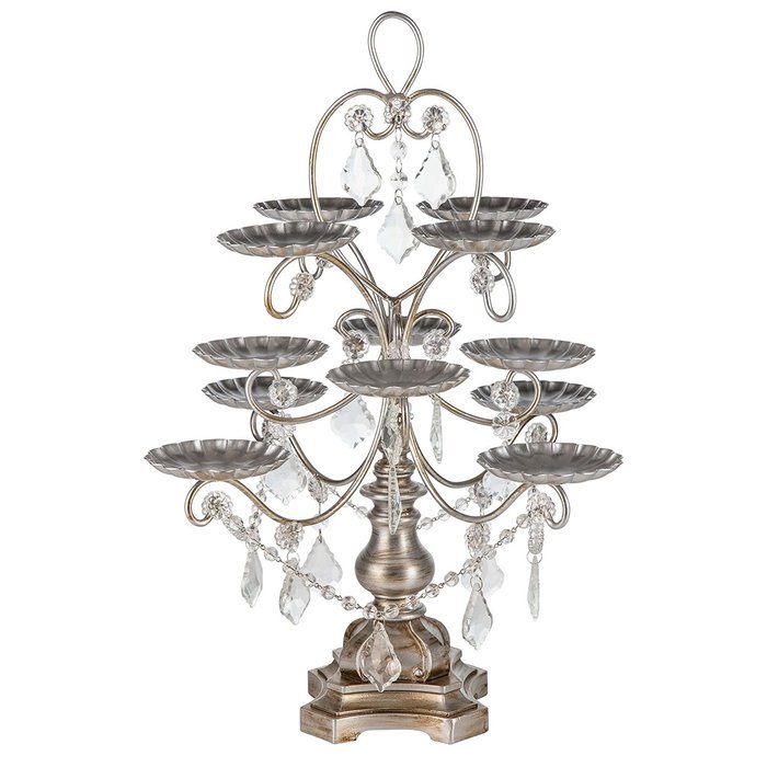 'Madeleine Collection' 12 Piece Cupcake Stand, Dessert Display Tower with Crystal Dangles (White) N2