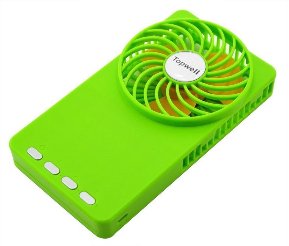 Topwell ultra thin rechargeable hand held mini fan with li ion 18650