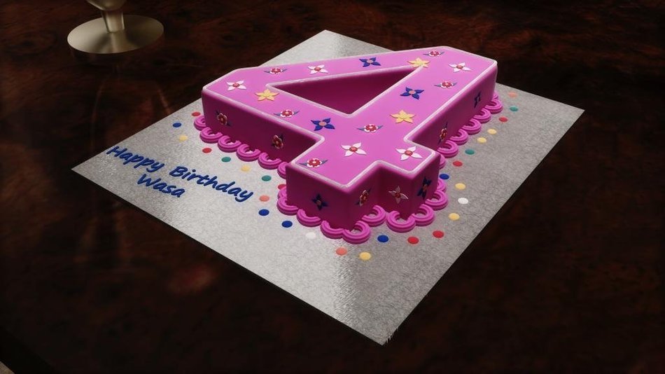 Professional Small Number Four 4 Wedding Birthday Anniversary Cake Baking Pan / Tin 10" X 8"