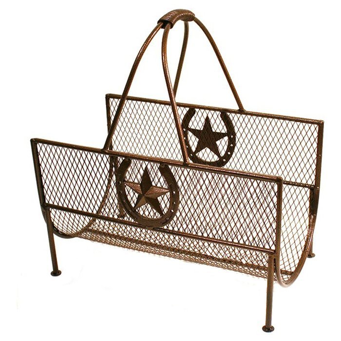 Leigh Country Log Holder with Horseshoe and Star