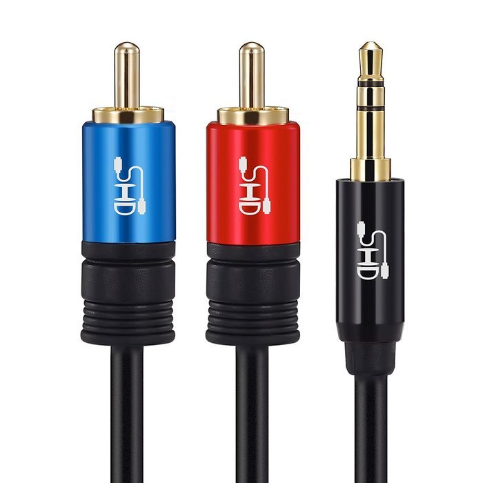 Super HD 3.5mm Aux to 2RCA Y Splitter Stereo Audio Cable Male Type OFC Conductor High Flexible PVC Jacket Dual... N11