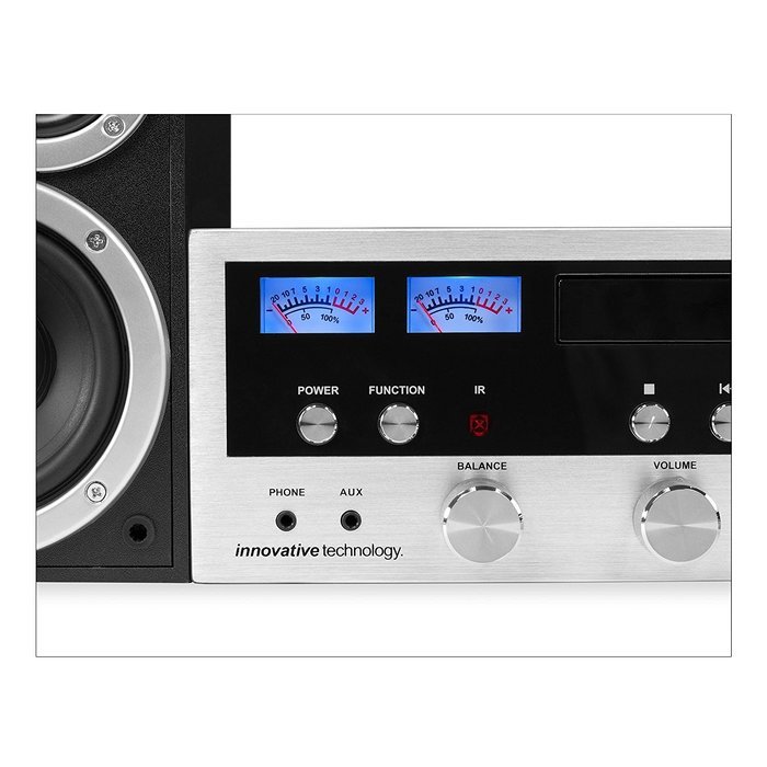 Innovative Technology ITCDS-5000 Classic Retro Bluetooth Stereo System with CD Player, FM Radio, Aux-In, and Headphone... N6