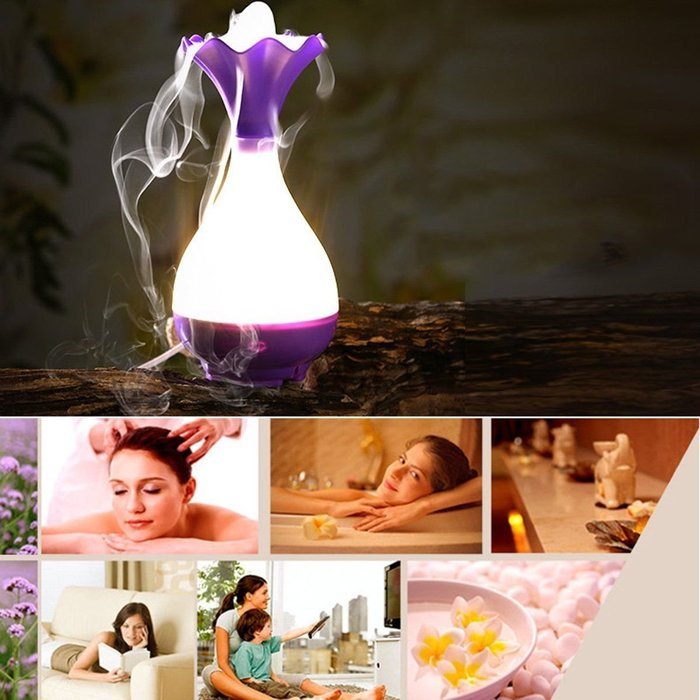 SUPERNIUDB Aroma Essential Oil Diffuser Ultrasonic Humidifier Air Led Aceite Esencial Humidificador Jade Vase... N5
