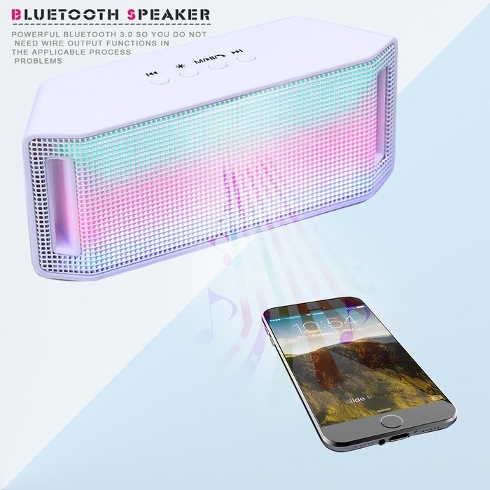 Domon&reg; bluetooth speakers,Mini Portable Bluetooth Wireless Speaker with Colorful LED Light Subwoofer HIFI Speaker... N3