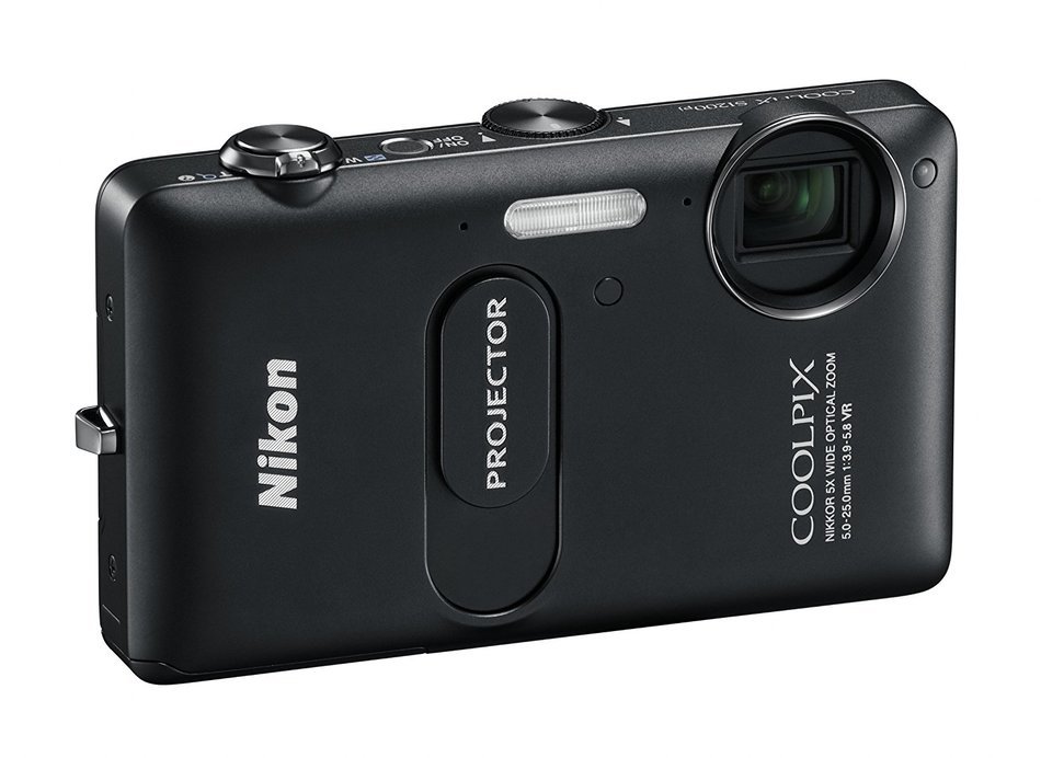 NIKON - Coolpix S1200pj Black 14.1-Megapixel Zoom Digital Camera with Built-In Projector N4