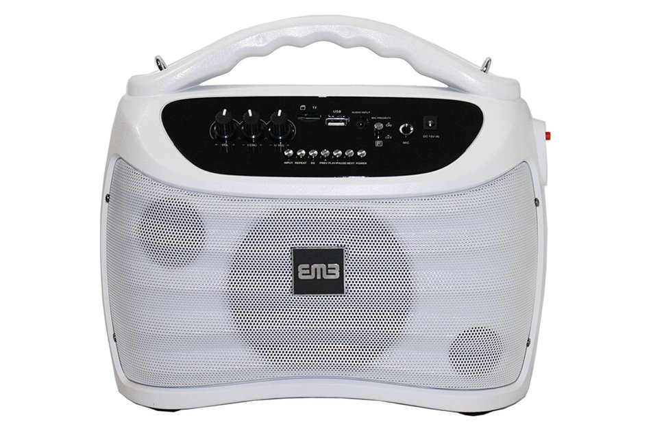 EMB PKX5BT - Color WHITE - 30W Portable Professional Rechargeable Boom Box Speaker Built-in BLUETOOTH/SD/MMC/USB... N6