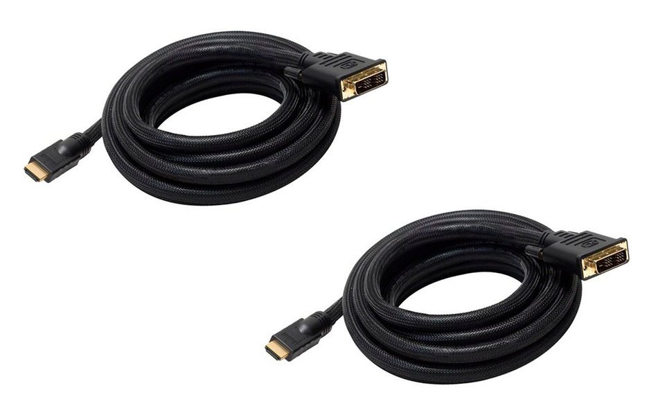 Monoprice 102285 15' 24AWG CL2 High Speed HDMI to DVI Adapter Cable with Net Jacket, Black N16