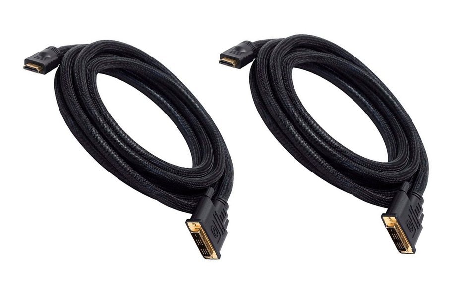 Monoprice 102285 15' 24AWG CL2 High Speed HDMI to DVI Adapter Cable with Net Jacket, Black N17