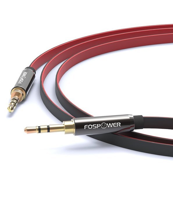 FosPower [4ft] 3.5mm Male to 3.5mm Male [AUX] Stereo Audio Cable - 24K Gold Plated Flat Tangle-Free Auxiliary... N22