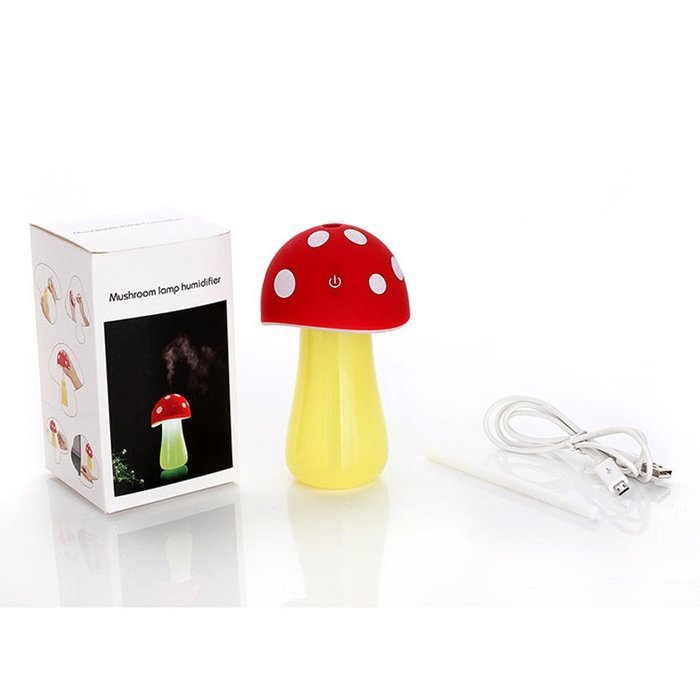 200ml Portable Mini USB Ultrasonic Mashroom Humidifer Diffuser With LED Lights, It's Cute Cool Mist Air Humidifier... N4