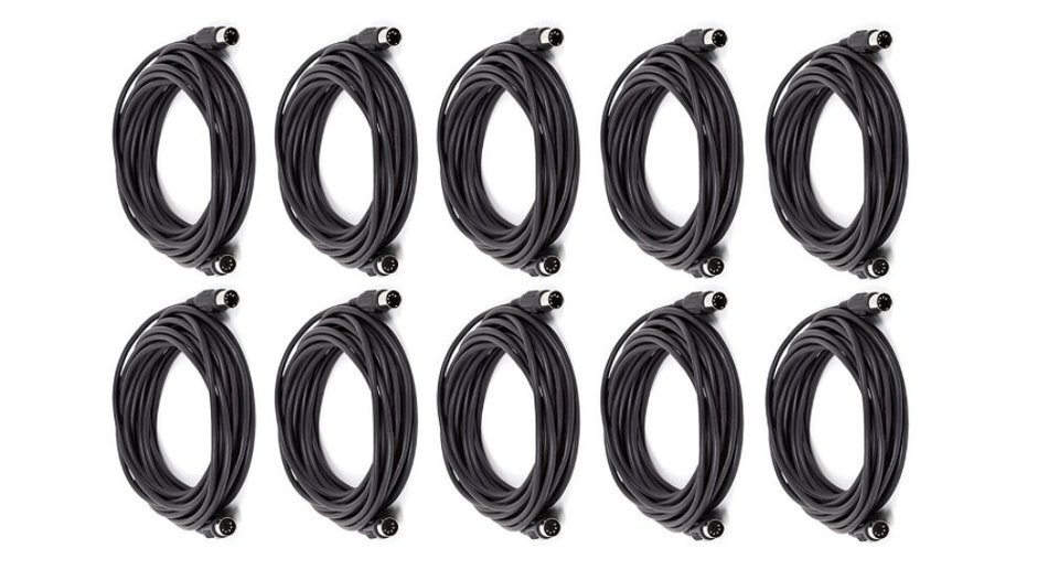 C&E 2 PCS, MIDI Cable with 5 Pin DIN Plugs, 10 Feet Black, CNE585437 N12