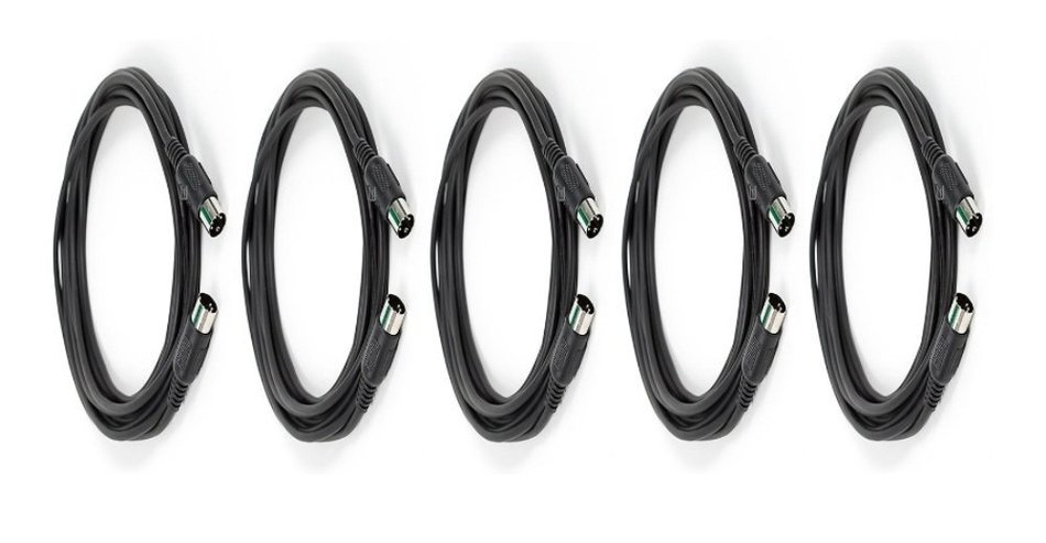 C&E 2 PCS, MIDI Cable with 5 Pin DIN Plugs, 10 Feet Black, CNE585437 N15