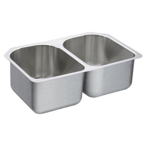 Moen G18255 1800 Series 18-Gauge Double Bowl Undermount Sink, Stainless Steel by Moen
