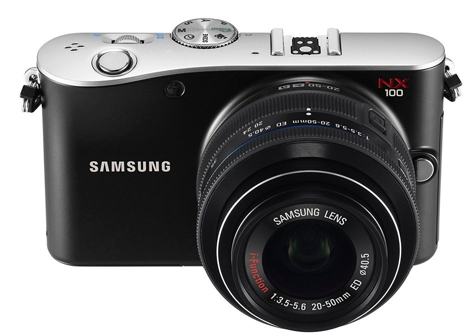 Samsung EV-NX100 14.6 MP Digital Camera with SLR 20-55mm iFunction Lens and External Flash N5