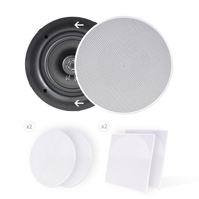 Pyle Ceiling Speakers - Stereo Home Theater Speakers - in Wall Speakers Flush Mount - 5.25-Inch White 150 Watt... N6