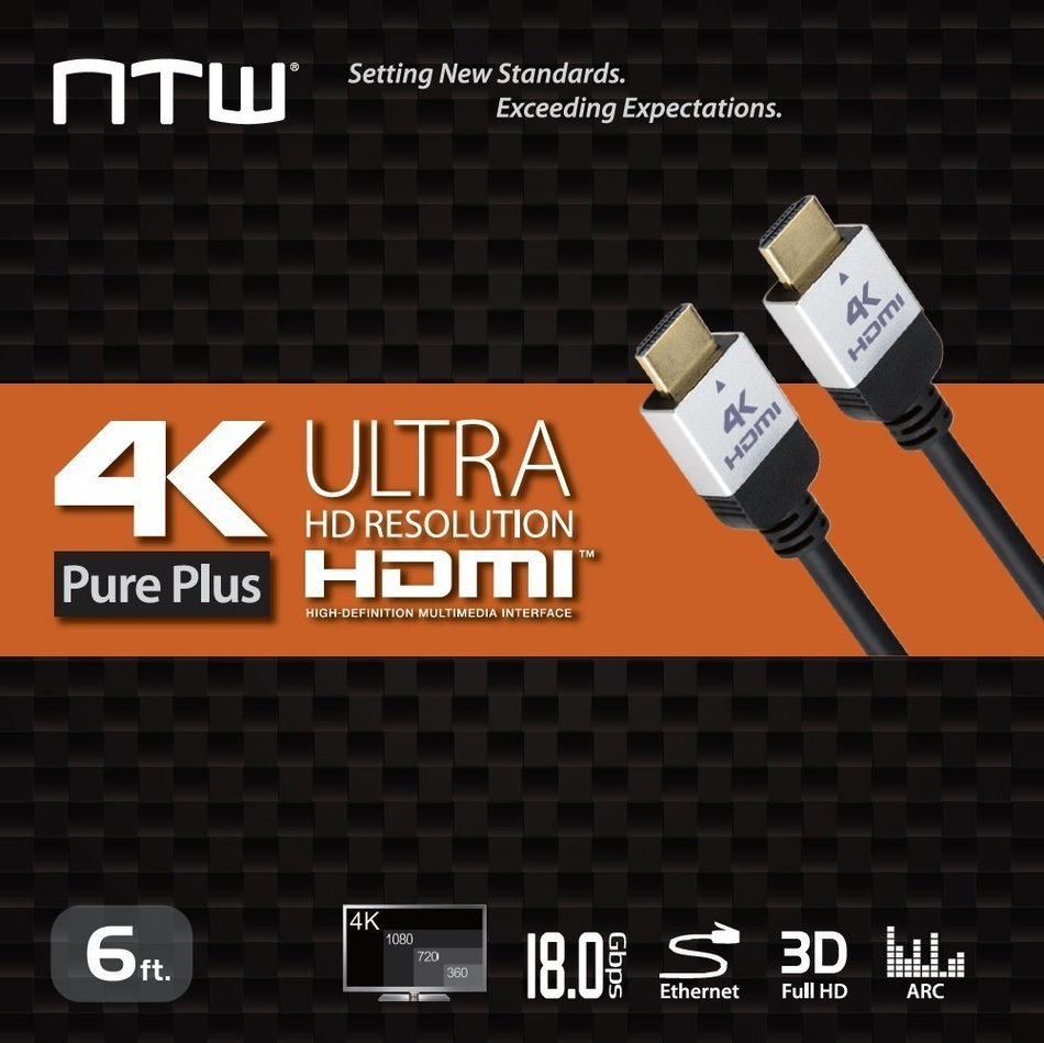 NTW NHDMI2P-006P 6' Ultra HD PURE PRO 4K High Speed HDMI Cable Offers 4X The Clarity N13