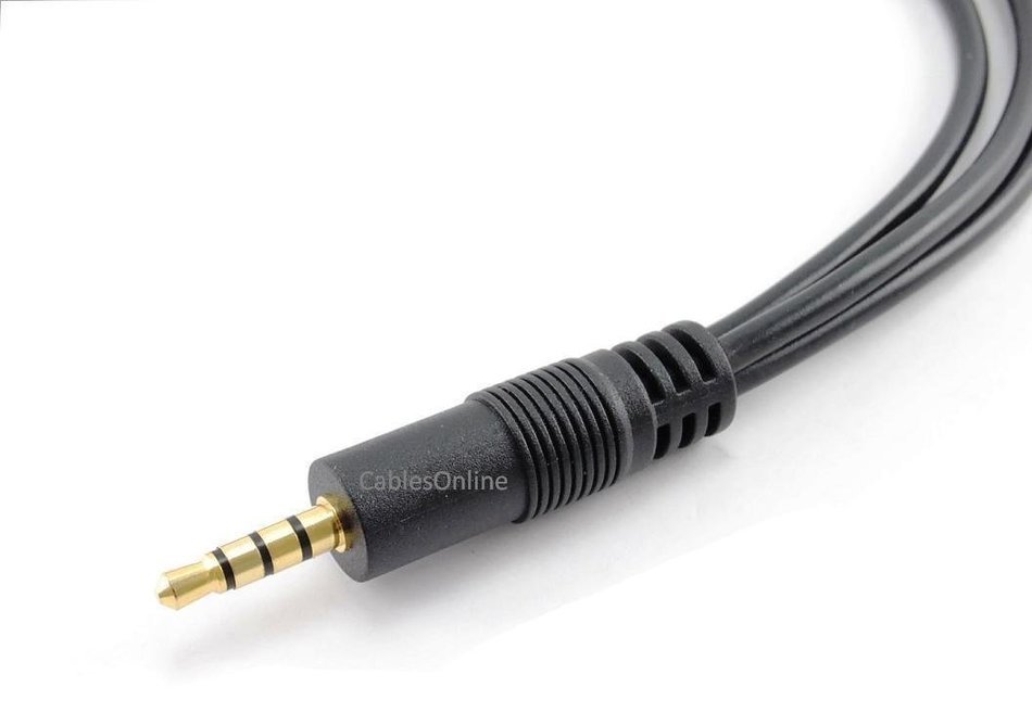 CablesOnline 9-inch 3.5mm (1/8") TRRS 4-Pole/3-Rings Male to 3x Female 3.5mm TRRS 4-Pole/3-Rings Stereo Splitter...