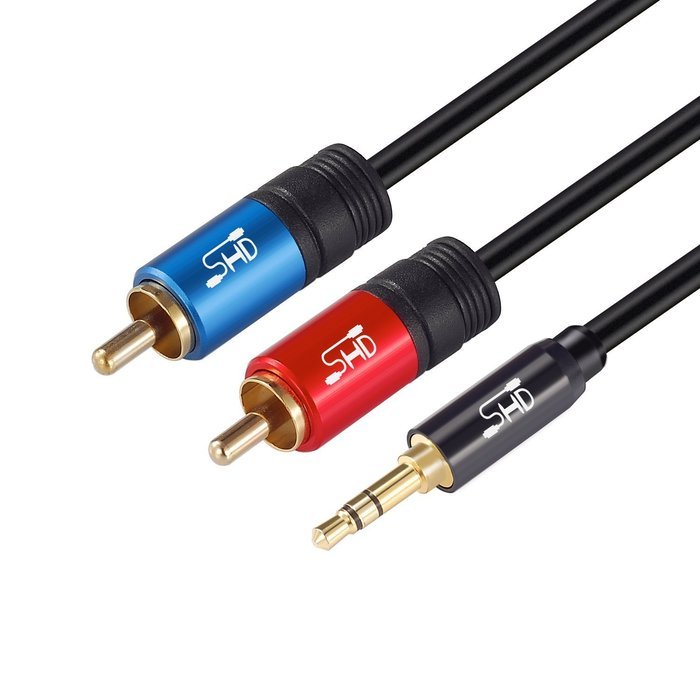 Super HD 3.5mm Aux to 2RCA Y Splitter Stereo Audio Cable Male Type OFC Conductor High Flexible PVC Jacket Dual... N13