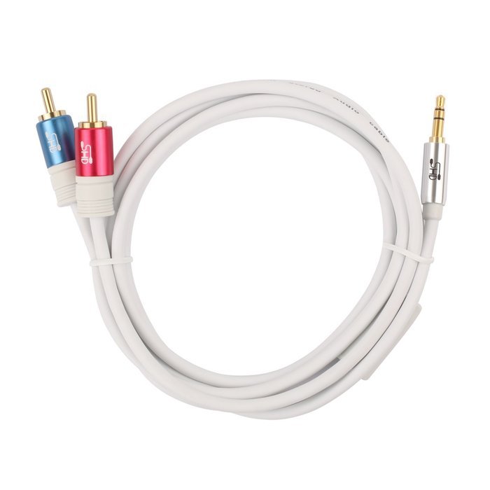 Super HD 3.5mm Aux to 2RCA Y Splitter Stereo Audio Cable Male Type OFC Conductor High Flexible PVC Jacket Dual... N14