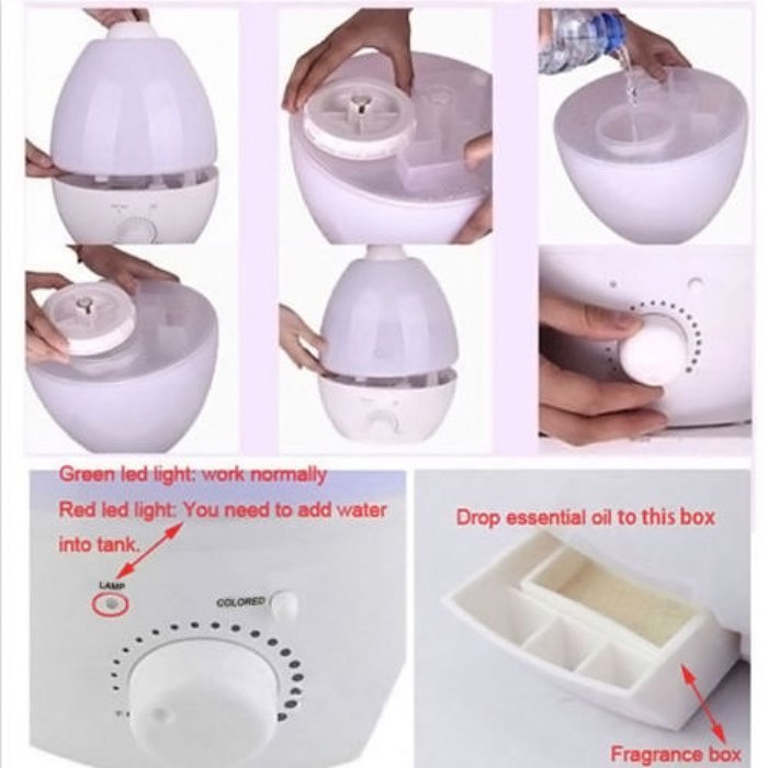 2.4 L Ultrasonic Aroma Humidifier Waterless Auto Shut-off Function for Home Air Diffuser Purifier Atomizer N3