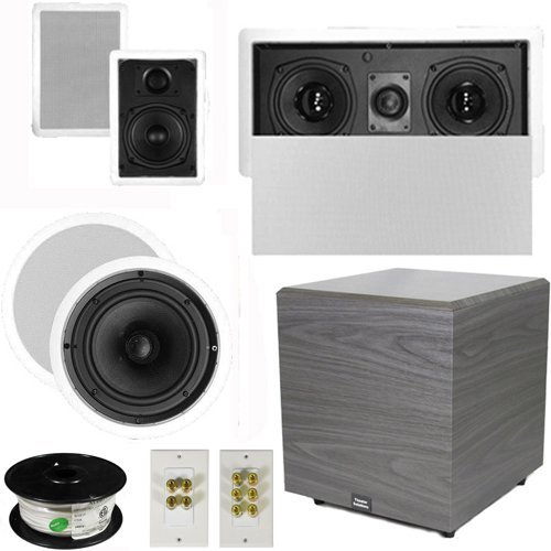 Theater Solutions 5.1 Home Theater 4 Speaker Set with Center, 12" Powered Sub and More TS5W6CL51SET6