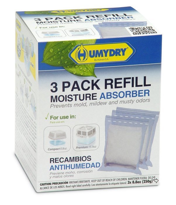 HUMYDRY USA250X3RC12 Unscented Moisture Absorber Refill, 8.8-Ounce, 3-Pack