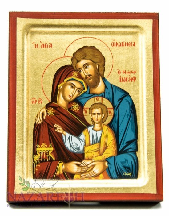 Orthodox Holy Family Wood Icon Handmade Christian Plaque Holy Land