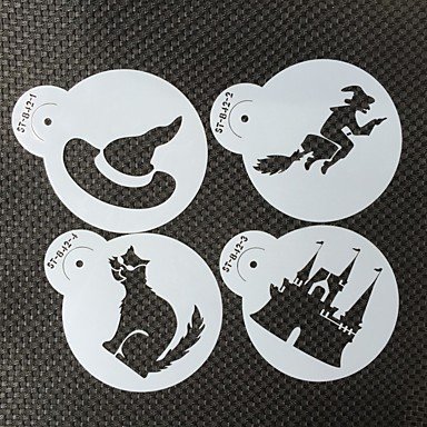 Sher 8pcs Halloween Stencil for Cookie Stencil Fondant Cake Decorating Tool Cupcake Stencil N2