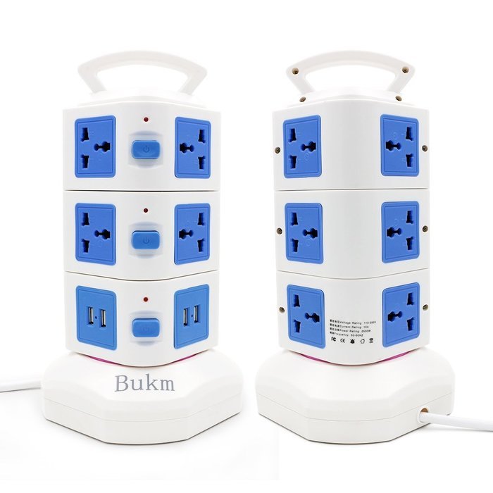 Surge Protectors USB, Bukm Smart Power Strip Tower, 4-Port USB Travel Charger Charging Station 10-Outlet Surge... N12