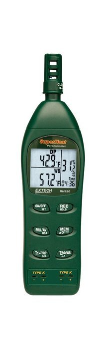 Extech RH350 Psychrometer with 2 Type K Remote Temperature Probes