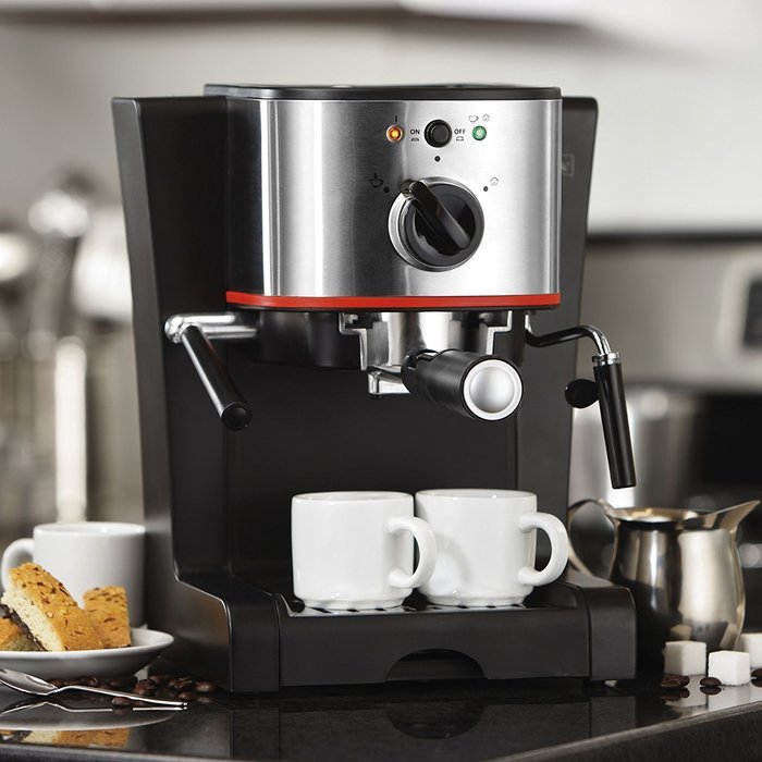 Hamilton Beach Melitta 15Bar Pump Espresso Maker with Frother, Silver