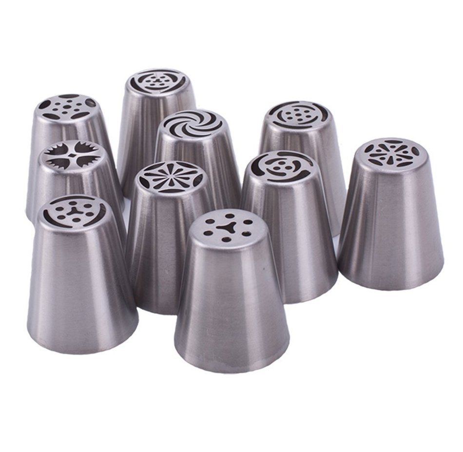 10 pcs/set Russian Icing Piping Nozzles Cake Decoration Tips Home Baking DIY Tool Tulip Rose Nozzle Tip