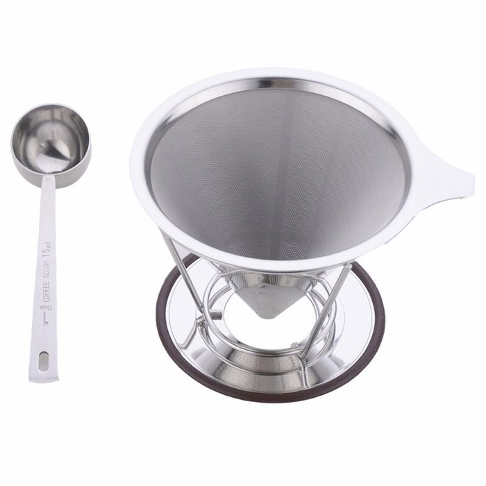 Ziselu Stainless Steel Pour Over Coffee Maker, Filter Cone and Holder, Micro Filter Coffee Dripper and Coffee...