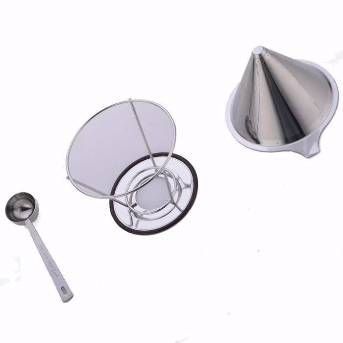 Ziselu Stainless Steel Pour Over Coffee Maker, Filter Cone and Holder, Micro Filter Coffee Dripper and Coffee... N2