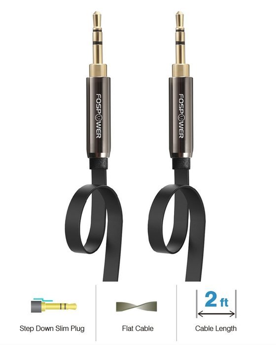 FosPower [4ft] 3.5mm Male to 3.5mm Male [AUX] Stereo Audio Cable - 24K Gold Plated Flat Tangle-Free Auxiliary... N26