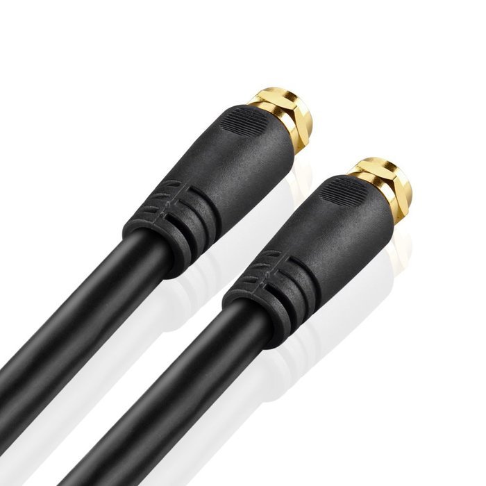 TNP Coaxial Cable (50 Feet) with F Connectors F-Type Pin Plug Socket Male Twist-On Adapter Jack with Shielded... N6