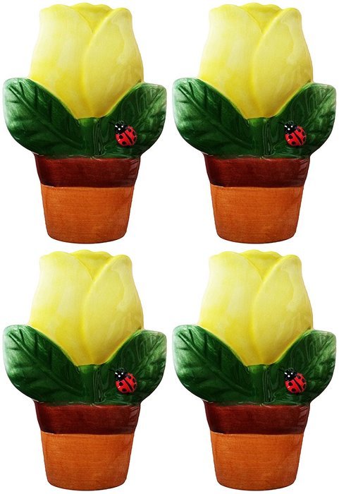 AD Trend "Italian Style" 27701 Radiators Humidifier, Ceramic, Yellow Tulip Flower Pot Shape (Pack of 4)