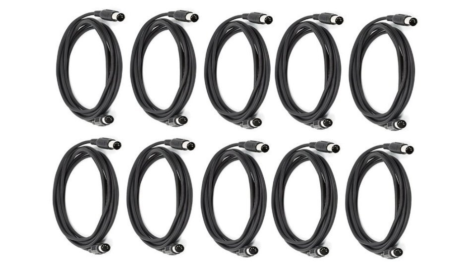 C&E 2 PCS, MIDI Cable with 5 Pin DIN Plugs, 10 Feet Black, CNE585437 N19