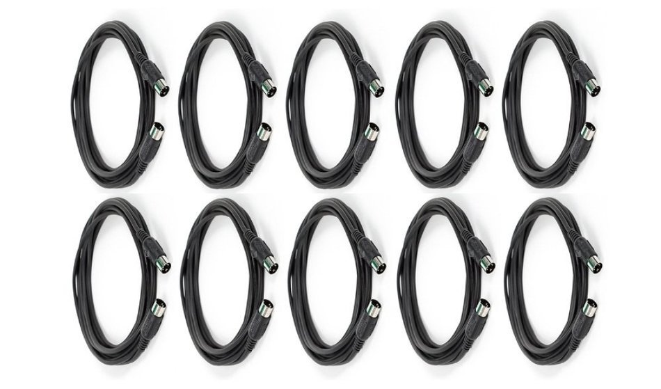 C&E 2 PCS, MIDI Cable with 5 Pin DIN Plugs, 10 Feet Black, CNE585437 N21