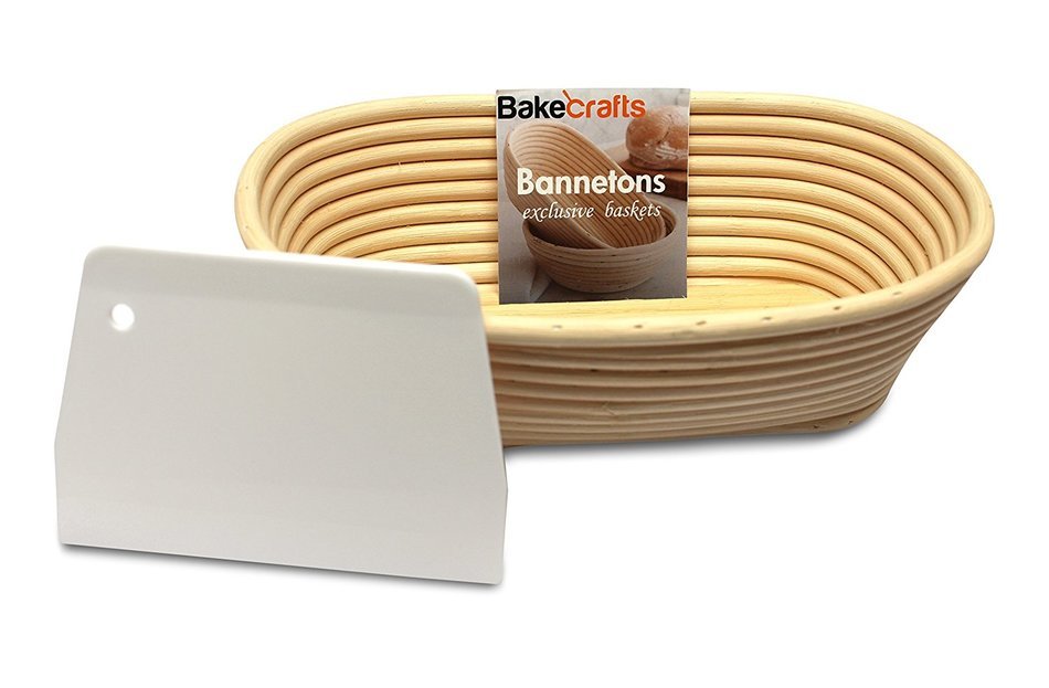 Bakecrafts - [10-inch] Handmade Oval Banneton Proofing Basket & FREE Dough Scraper Bonus - Perfect For Baking... N4