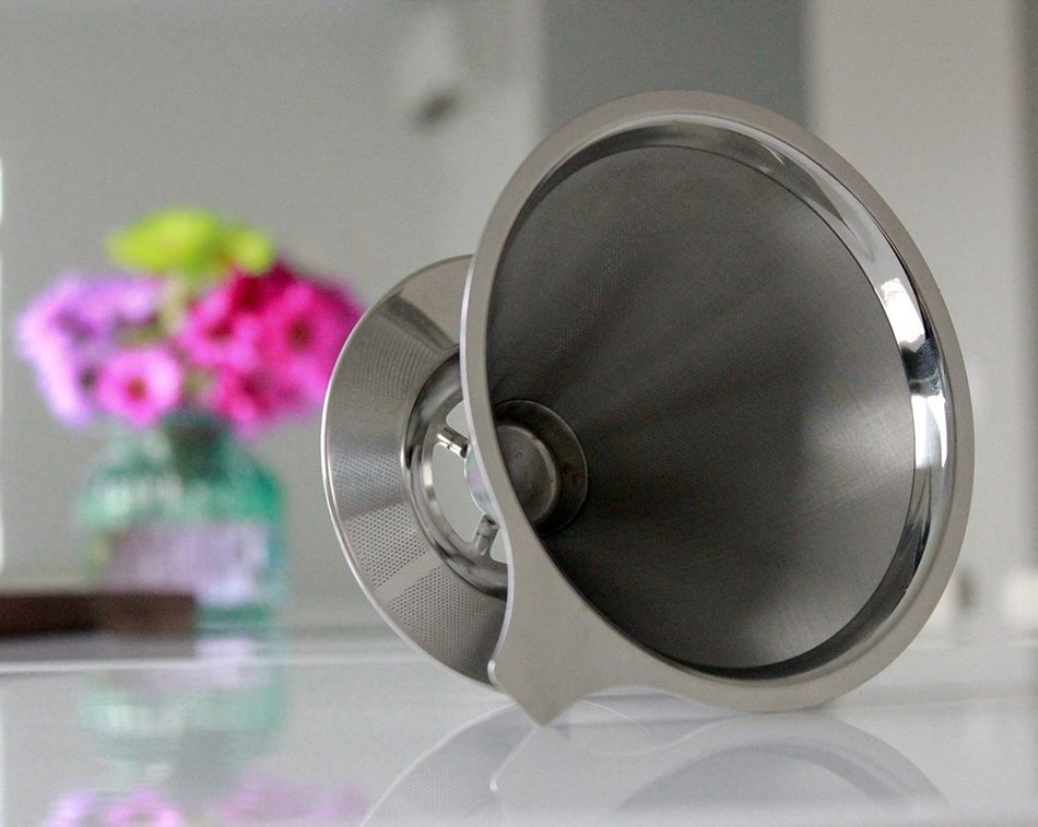 Stainless Steel Pour Over Dripper Reusable Coffee Filter Cone/ Filtro de Acero Inoxidable para Caf&eacute;
