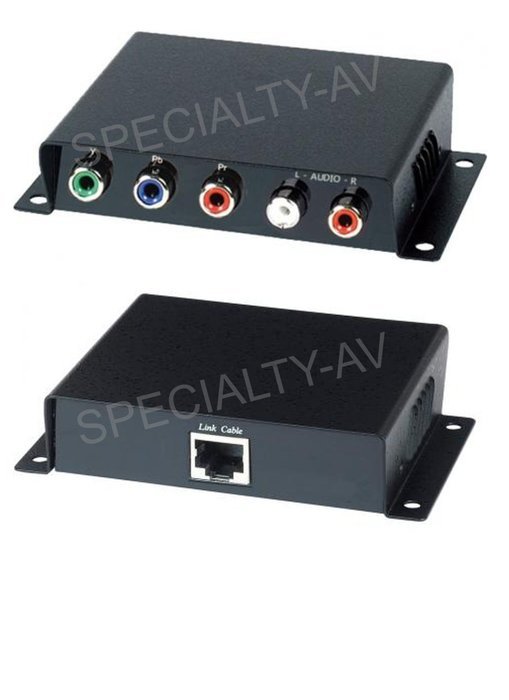 HD Component Video Analog Stereo RCA Balun Extender over single Cat5e/6, includes Sender & Receiver