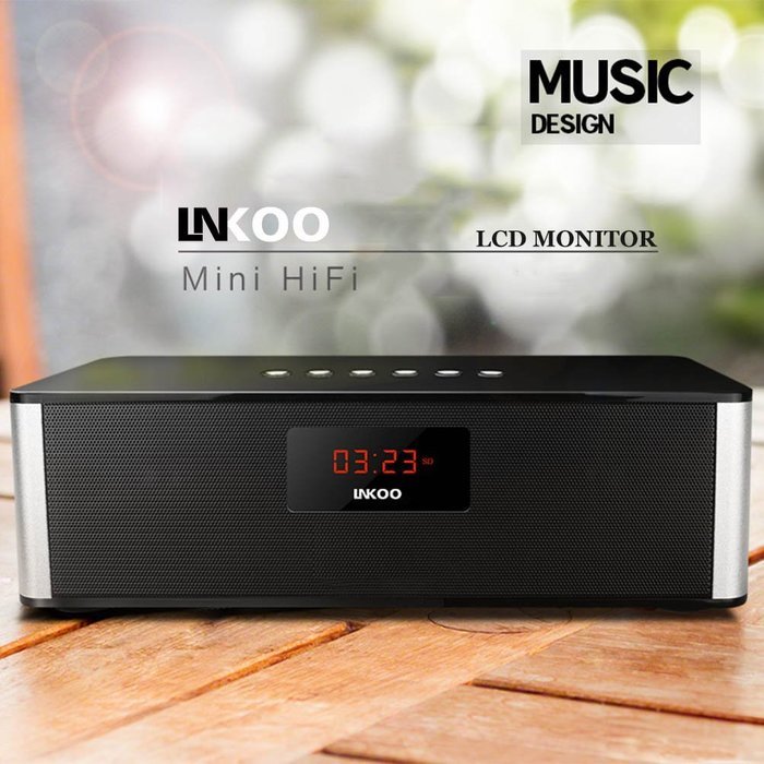 LNKOO Wireless Bluetooth Speakers Portable Stereo Hifi Music Radio Player Indoor (Silver) N10
