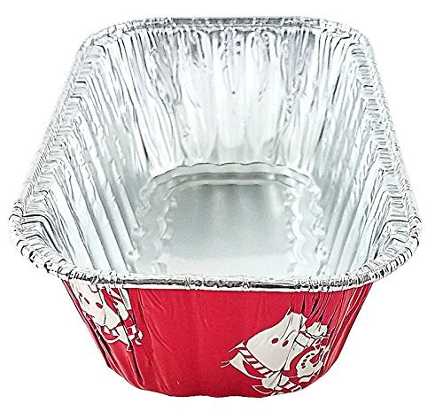 Handi-Foil 1 lb. Red Christmas Holiday Snowman Aluminum Foil Mini-Loaf Pan w/Clear Dome Lid (100) N6