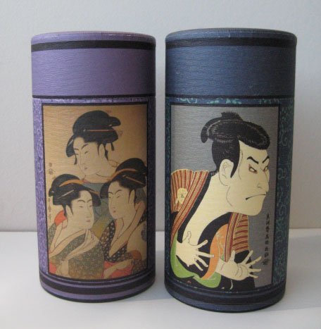 Japanese Ukiyo-e Tea Canister - Blue
