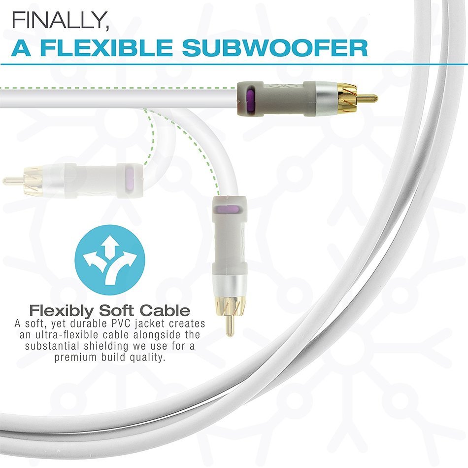Mediabridge ULTRA Series Subwoofer Cable (8 Feet) - Dual Shielded with Gold Plated RCA to RCA Connectors - White... N6