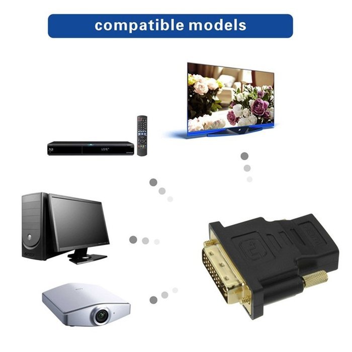 WOVTE Gold Plated HDMI Female to DVI-D Male Video Adapter Adaptor Converter Pack of 5 N3