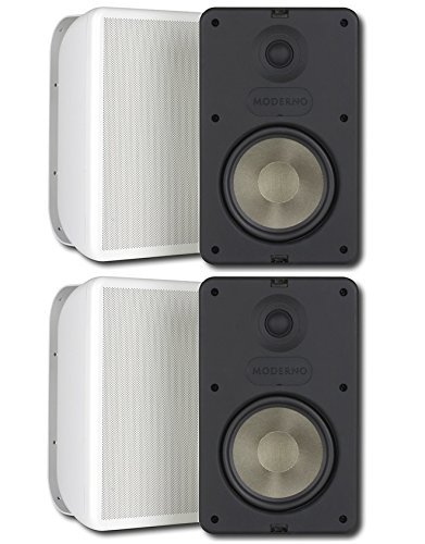 Pair Moderno M6 6-1/2" Indoor Outdoor Stereo Speakers White