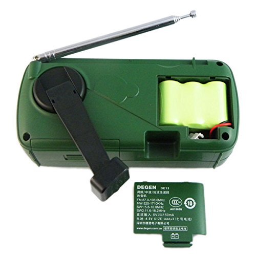 DEGEN Portable FM Radio FM MW SW Hand Generator Solar Emergency Radio World Receiver with Cell Phone MP3 MP4 Charger... N4